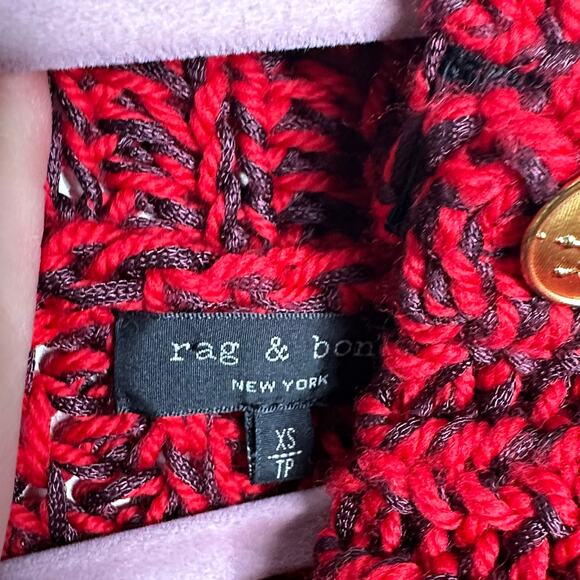 RAG & BONE Sandra T-Neck Turtleneck Sweater Chunky Red Black Marl {16} - Picture 6 of 7